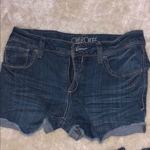 Blue denim shorts